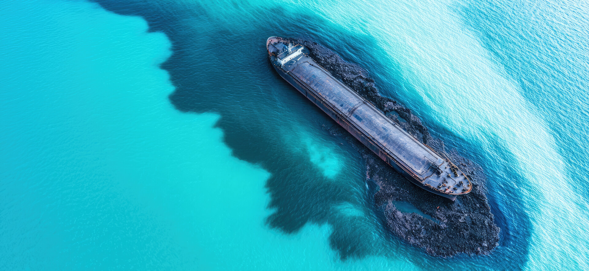 A boat spilling oil in the ocean